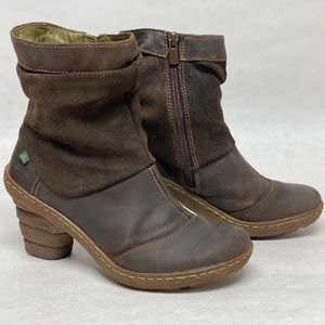 El Naturalista brown nubuck slouchy ankle bootie